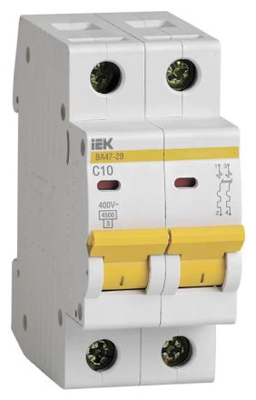 Автоматический выключатель IEK (MVA20-2-010-C) 10A тип C 4.5кА 2П 400В 2 модуля белый (упак.:1шт)
