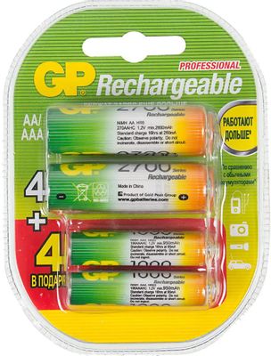 Характеристики AA/AAA Аккумуляторная батарейка GP 270AA/100AAAHCFR-2CR8 ...