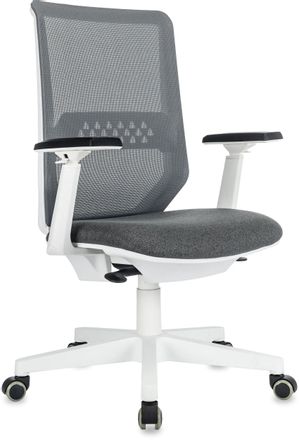 Кресло Бюрократ MC-W611N, сетка/ткань, до 135кг, синхромеханизм, регулируемые 3D подлокотники, серый