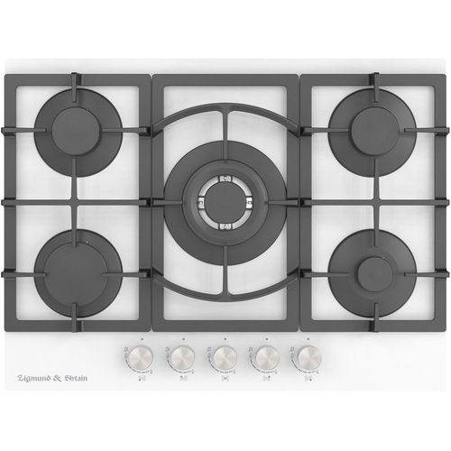 Газовая варочная панель ZIGMUND & SHTAIN Style M 26.7 W, 5 конфорок, закаленное стекло, белый — цена и наличие Газовая варочная панель ZIGMUND & SHTAIN Style M 26.7 W, 5 конфорок, закаленное стекло, белый