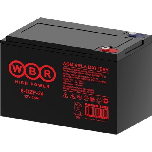 Аккумуляторная батарея WBR 6-DZF-24 для ИБП, 12В, 24Ач [6-dzf-24 wbr]