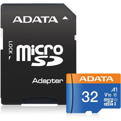 Карта памяти microSDHC UHS-I U1 A-Data Premier 32 ГБ, 85 МБ/с, 10X, Class 10, AUSDH32GUICL10A1-RA1, 1 шт., переходник SD