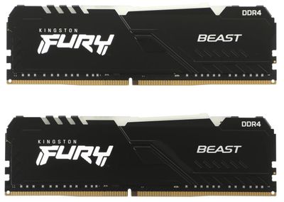 Оперативная память Kingston Fury Beast Black KF436C17BBAK2/16 DDR4 -  2x 8ГБ 3600МГц, DIMM,  Ret