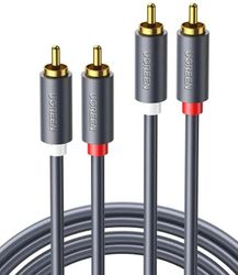 Изображение товара Кабель UGREEN AV104,  2xRCA (m) (прямой) -  2xRCA (m) (прямой),  GOLD ,  ферритовый фильтр ,  1.5м,  черный [10517]