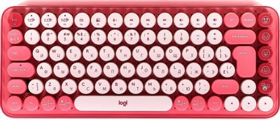 Клавиатура Logitech POP Keys,  USB, Bluetooth/Радиоканал, розовый + красный [920-010718]