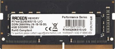 Оперативная память AMD Radeon R7 Performance Series R744G2606S1S-UO DDR4 -  1x 4ГБ 2666МГц, для ноутбуков (SO-DIMM),  OEM