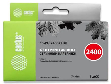 Картридж Cactus CS-PGI2400XLBK, PGI-2400XLBK, черный пигментный / CS-PGI2400XLBK