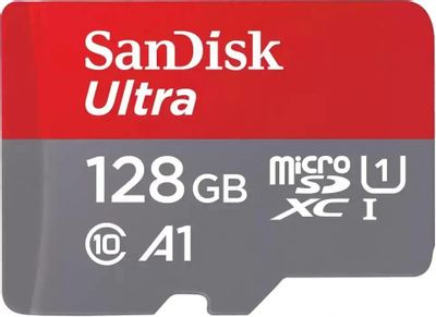 Карта памяти microSDXC UHS-I Sandisk Ultra 128 ГБ, 140 МБ/с, Class 10, SDSQUAB-128G-GN6MN,  1 шт., без адаптера