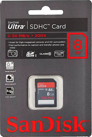 Карта памяти SDHC UHS-I Sandisk Ultra 8 ГБ, 30 МБ/с, Class 10, SDSDU-008G-U46,  1 шт., без адаптера