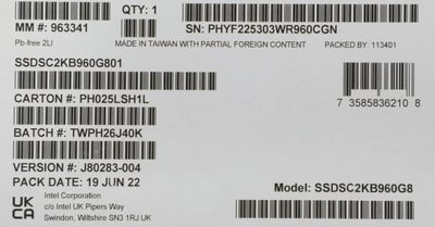 SSD Intel DC D3 S4510 SSDSC2KB960G801 960 2.5