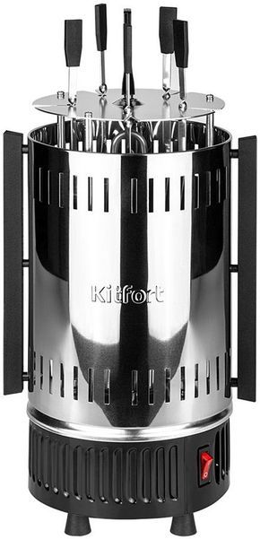 Шашлычница электрическая KitFort КТ-1405, 900Вт, серебристый