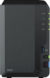 Сетевое хранилище NAS SYNOLOGY DS223,  2-bay,  настольный,  RTD1619B