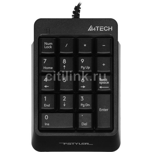 Числовой блок A4TECH Fstyler FK13P, проводная, USB, мембранная, черный [fk13p black]