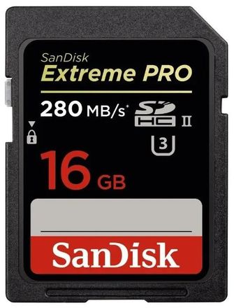 Карта памяти SDHC UHS-II Sandisk Extreme Pro 16 ГБ, 280 МБ/с, SDSDXPB-016G-G46,  1 шт.