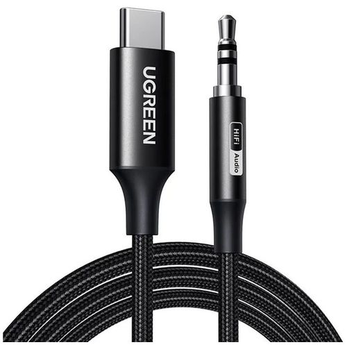 Кабель аудио UGREEN CM450, USB Type-C (m) — Jack 3.5 (m), 1м, черный [55734]
