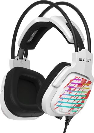 Гарнитура игровая A4TECH Bloody G565,  для компьютера, мониторные,  проводные, белый  / рисунок [g565 energy white]