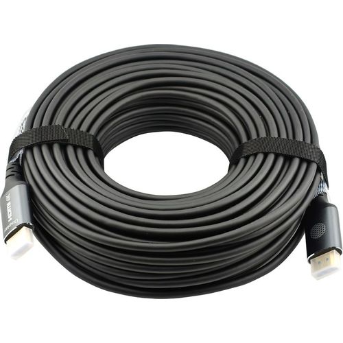 Кабель аудио-видео Cactus CS-HDMI-AOC-2-30, HDMI (m) - HDMI (m), ver 2.0, 30м, GOLD, черный