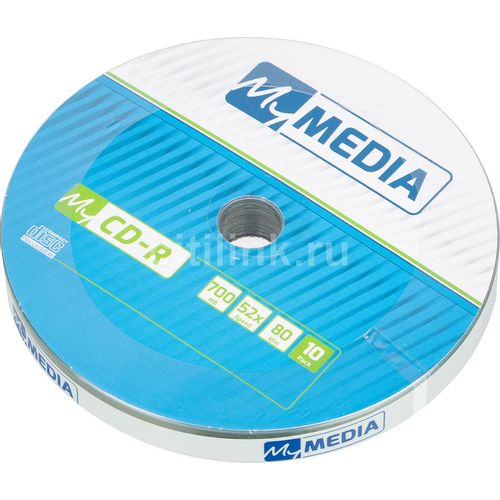 Оптический диск CD-R MYMEDIA 700МБ 52x, 10шт., pack wrap [69204]