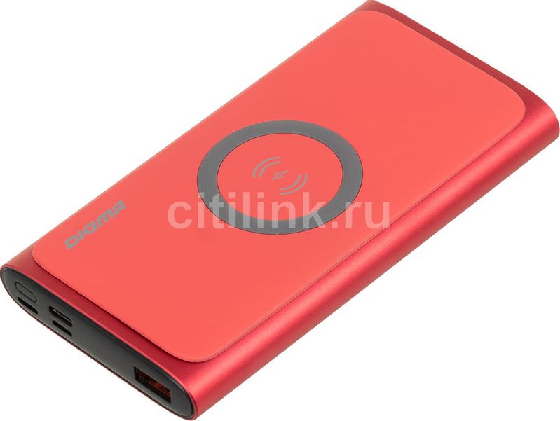Внешний аккумулятор (Power Bank) Digma DGPQ10G, 10000мAч, красный [dgpq10g22crd]