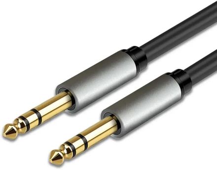 Кабель соединительный аудио PREMIER 5-341 1.5, Jack 6.3 (m) - Jack 6.3 (m), медный, 1.5м, GOLD, черный/серый