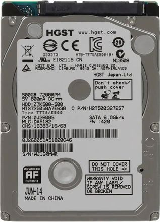 Жесткий диск Hitachi Travelstar Z7K500 HTS725050A7E630,  500ГБ,  HDD,  SATA III,  2.5"