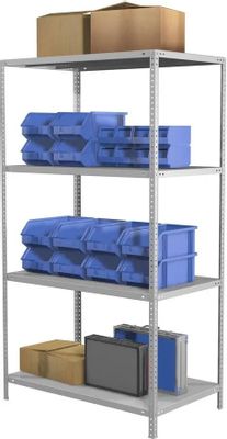 Стеллаж ПРАКТИК MS Standart 120/60x20/4 металл, 1200x600x200мм серый ...