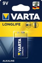 Изображение товара 9V батарейка VARTA Longlife 6LR61 - щелочная для электроники, 1 шт