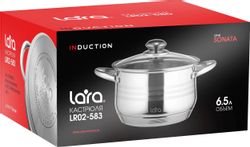 Кастрюля 6.5л LARA LR02-583,  нержавеющая сталь