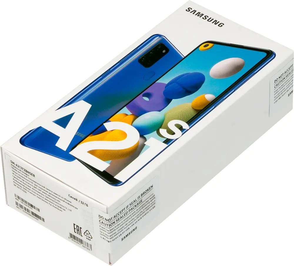 Характеристики Смартфон Samsung Galaxy A21s 32Gb, SM-A217F, синий (1382972)  смотреть в СИТИЛИНК