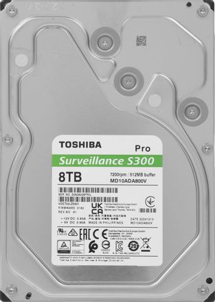 8ТБ Жесткий диск Toshiba S300 Pro MD10ADA800V, SATA III, 3.5", 7200об/мин