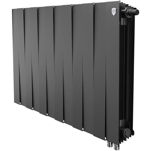 Радиатор биметаллический ROYAL THERMO Pianoforte 500 VR80, 12 секций, нижнее правое подключение, черный