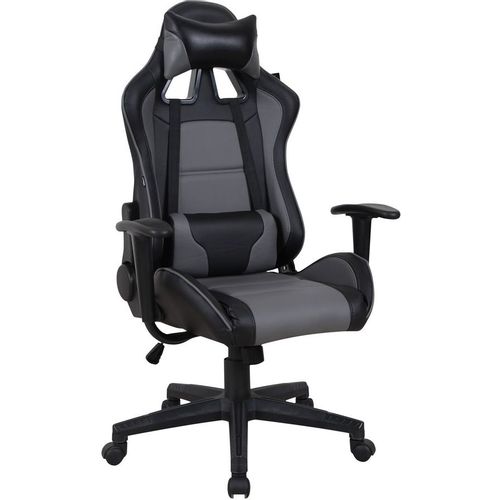 Кресло BRABIX GT Racer GM-100, экокожа, до 120кг, топ-ган, фиксированные подлокотники, черный/серый