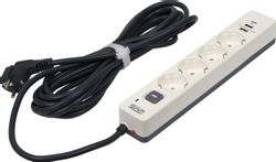 Сетевой фильтр POWERCOM SP-01 USB2A1CW 3,0М, 3.0м, белый/серый