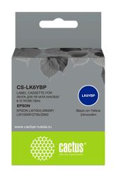 Картридж Cactus CS-LK6YBP, 24мм,  черный шрифт, желтый фон,  9м