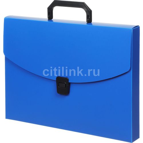 Портфель Бюрократ -BPP01BLUE, 1 отд., A4, пластик, 0.7мм, синий 14 шт./кор.