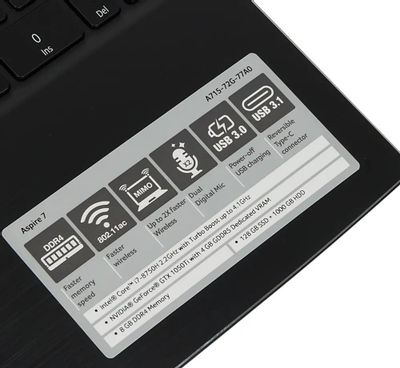 Acer aspire 7 1050 ti top