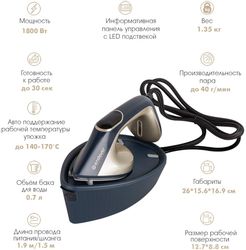 Отпариватель ручной Endever Odyssey Q-468, синий/золотистый
