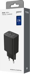 Сетевое зарядное устройство PERO TC02, черный