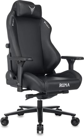 Кресло игровое KNIGHT Руна (Runa), экокожа, до 150кг, механизм со смещенной осью, регулируемые 4D подлокотники, черный