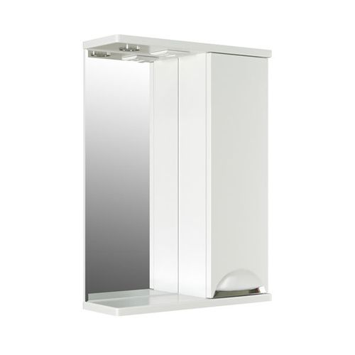 Шкаф MIXLINE Этьен 50 правый с подсветкой, с зеркалом, подвесной, 500х692х190 мм, белый [542403] MIXLINE