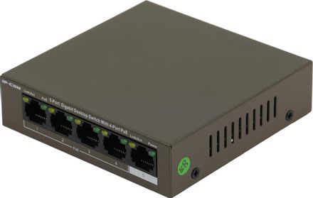 Коммутатор IP-COM G1105P-4-63W, неуправляемый, 5 RJ-45, 10/100/1000 Мбит/с