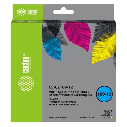 Картридж Cactus CS-CZ109-12, черный / голубой / желтый / пурпурный / CS-CZ109-12 CACTUS