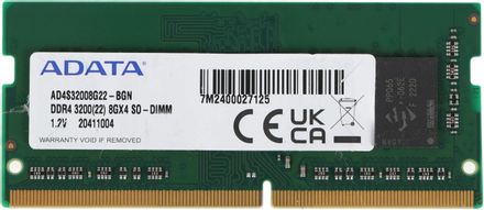 Оперативная память A-Data AD4S32008G22-BGN DDR4 -  1x 8ГБ 3200МГц, для ноутбуков (SO-DIMM),  OEM