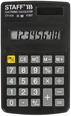 Калькулятор STAFF STF-818,  8-разрядный, черный