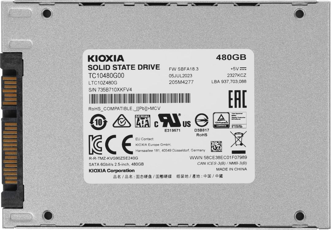 SSD накопитель Toshiba Kioxia Exceria LTC10Z480GG8 480ГБ, 2.5