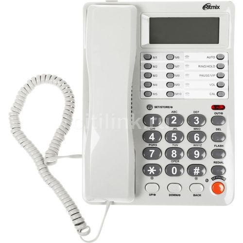 Проводной телефон Ritmix RT-495, белый и серый