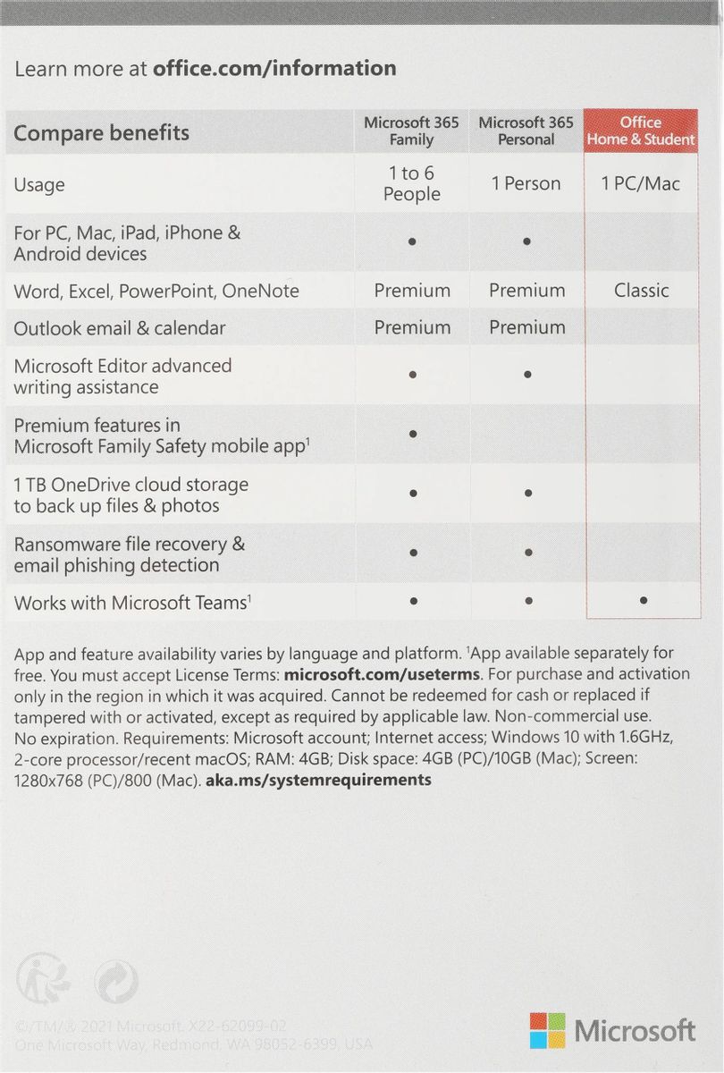 Офисное приложение Microsoft Office для дома и учебы 2021 [79g-05388] –  купить в Ситилинк | 1906793