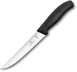 Нож кухонный Victorinox Swiss Classic, разделочный, 150мм, заточка прямая, стальной, черный