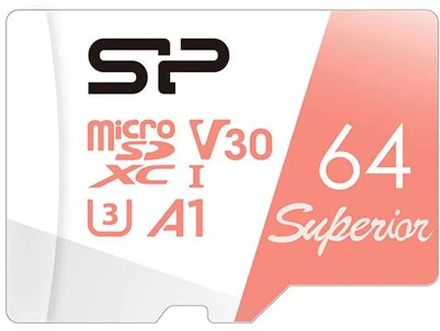 Карта памяти microSDXC UHS-I U3 Silicon Power Superior 64 ГБ, 100 МБ/с, Class 10, SP064GBSTXDV3V20SP,  1 шт., переходник SD