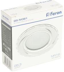 Точечный светильник FERON GS-M361, 50Вт, патрон G5.3 х 1шт, точечный, на потолок, белый/хром